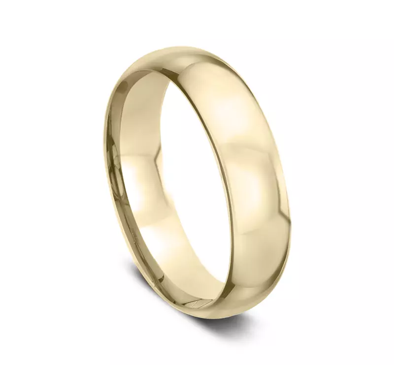 14K Yellow Gold Low Dome Comfort-Fit Polished Band (6mm)