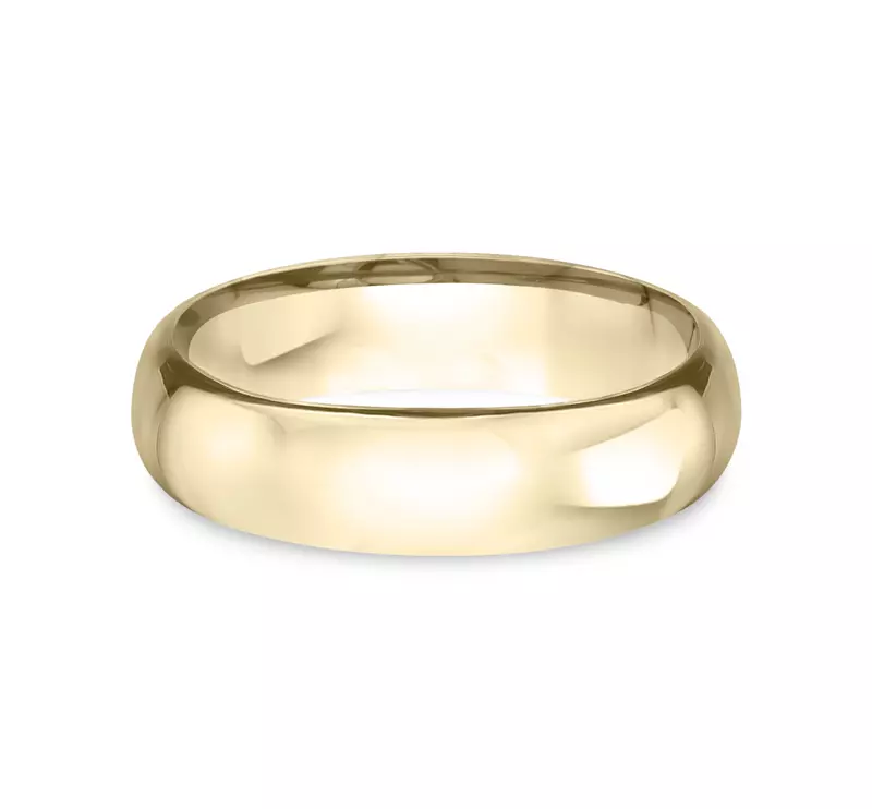 14K Yellow Gold Low Dome Comfort-Fit Polished Band (6mm)