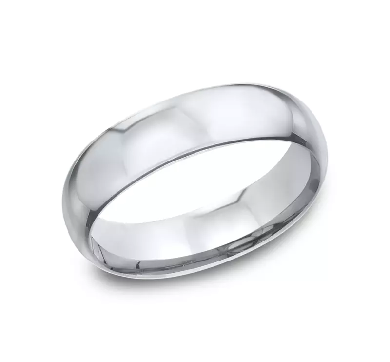 Platinum Low Dome Comfort-Fit Polished Band (6mm)
