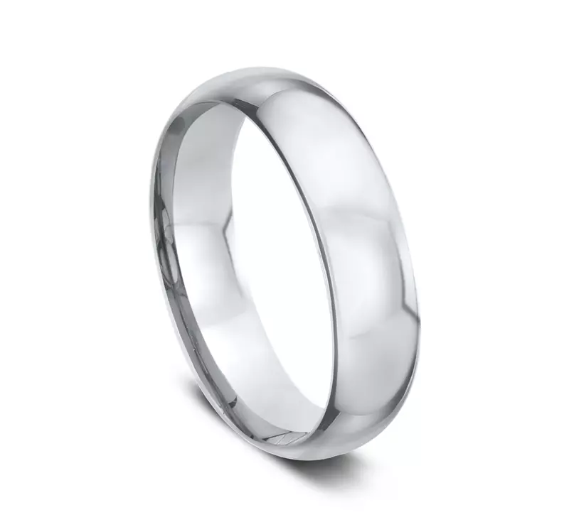 Platinum Low Dome Comfort-Fit Polished Band (6mm)