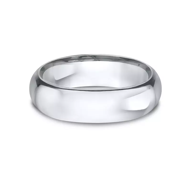 14K White Gold Low Dome Comfort-Fit Polished Band (7mm)