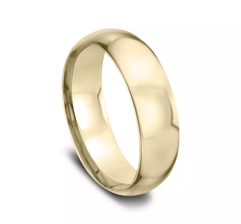 14K Yellow Gold Low Dome Comfort-Fit Polished Band (7mm)