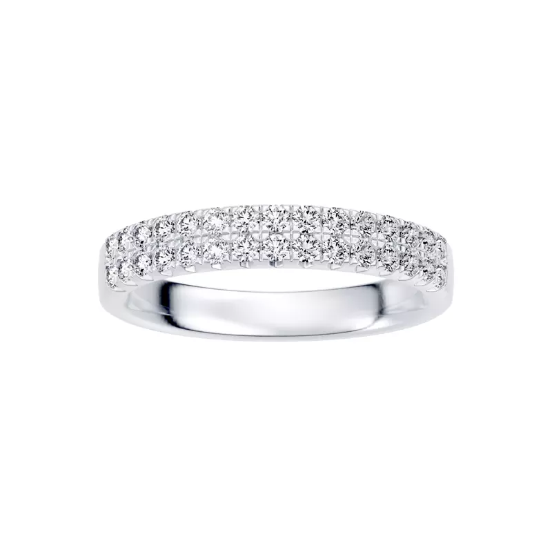 14K White Gold Classic Double-Row Pavé Diamond Band (0.50 ct. tw.)