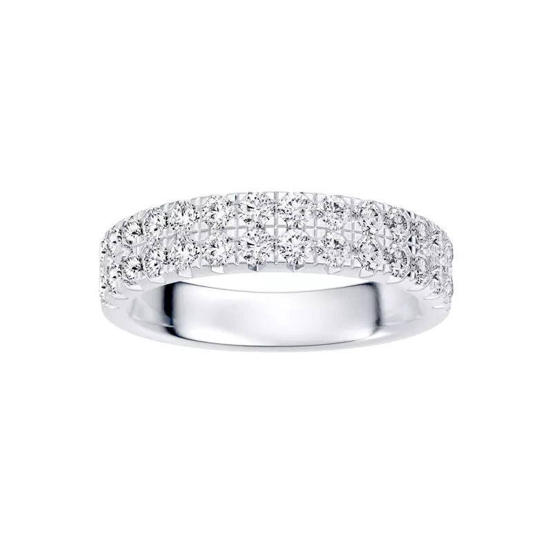 18K White Gold Classic Double-Row Pavé Diamond Band (1.00 ct. tw.)