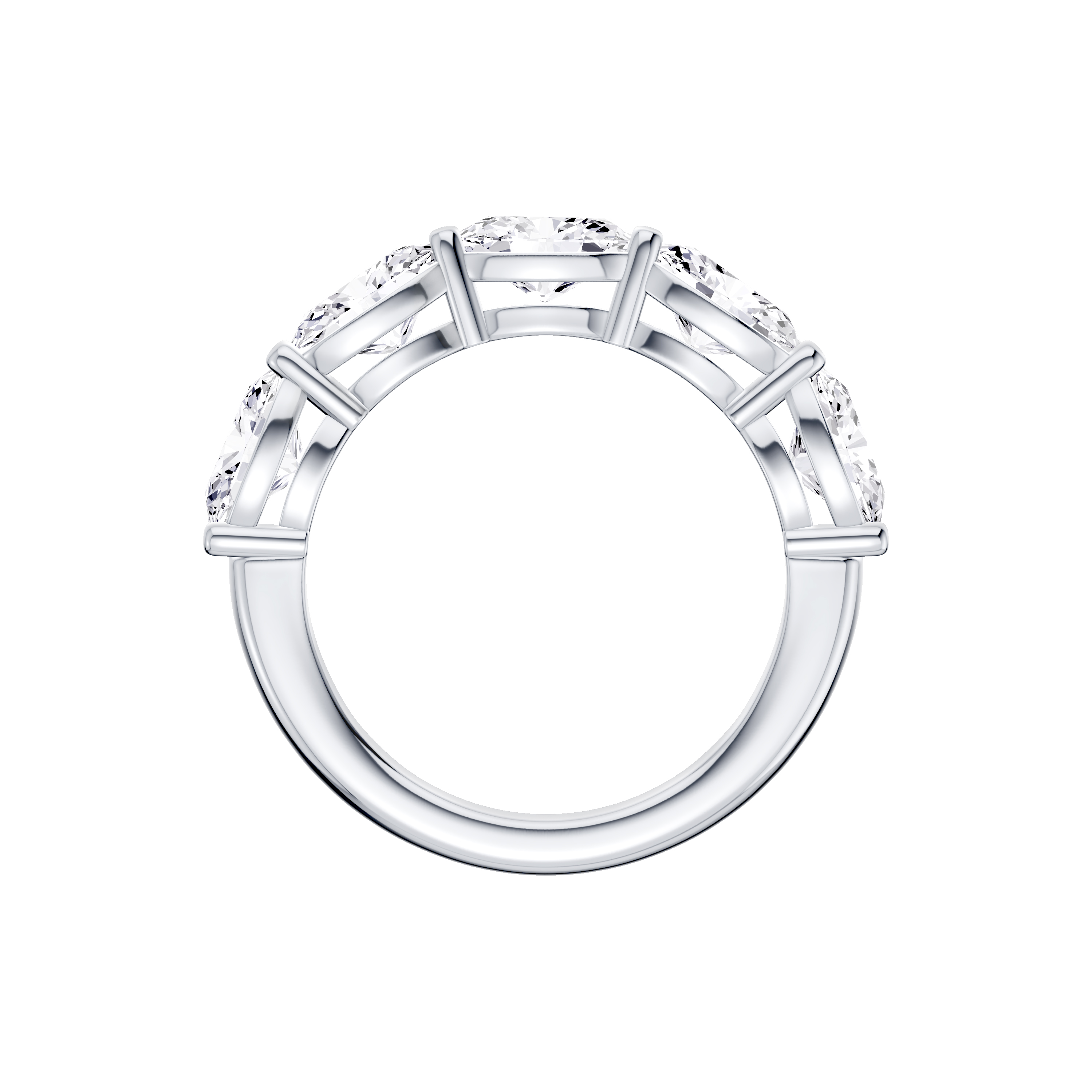 Platinum East-West Oval 5-Stone Lab Diamond Band (3.00 ct. tw.)