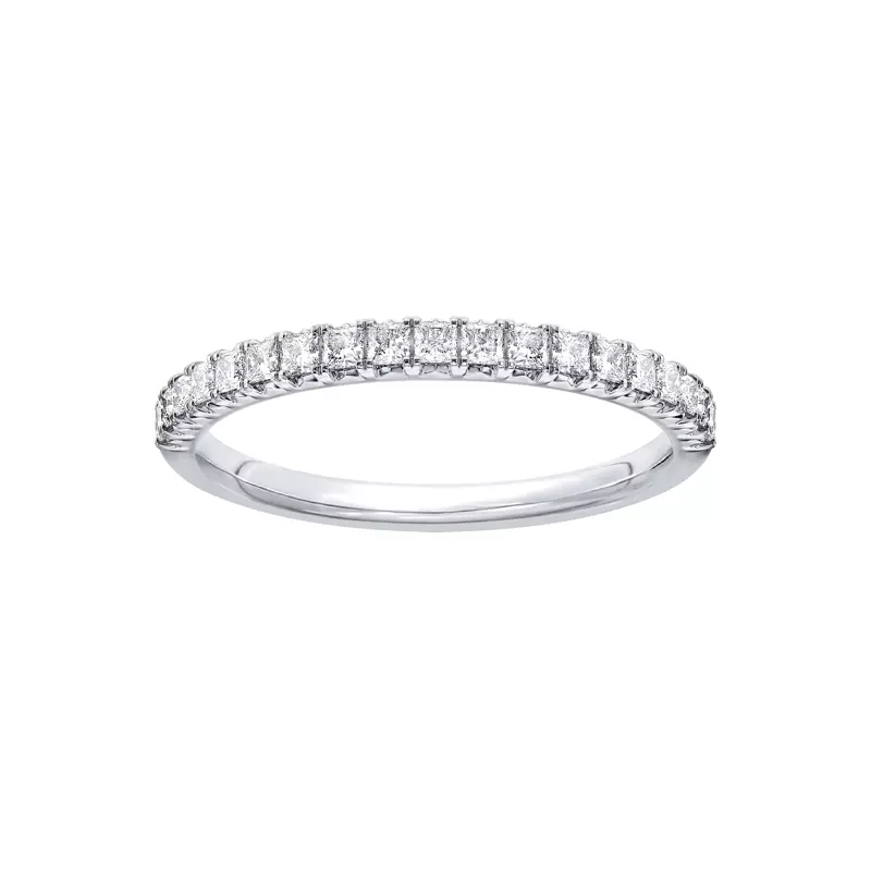 14K White Gold Princess-Cut French Pavé Diamond Band (.50 ct. tw.)