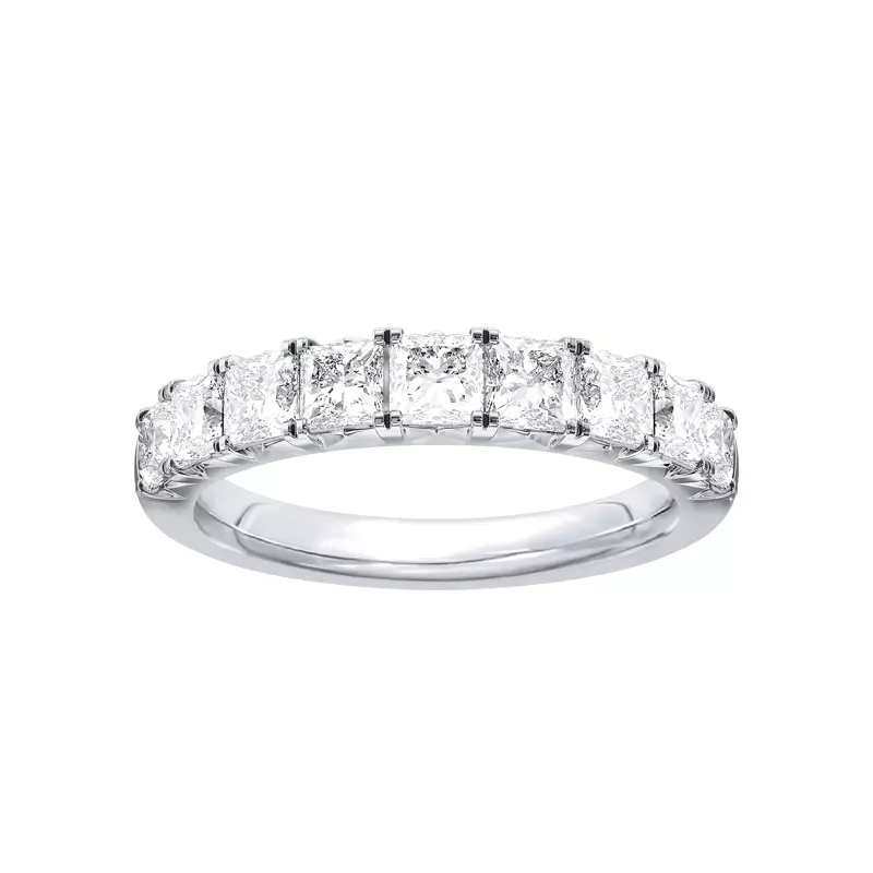 14K White Gold Princess-Cut French Pavé Lab Diamond Band (2.00 ct. tw.)