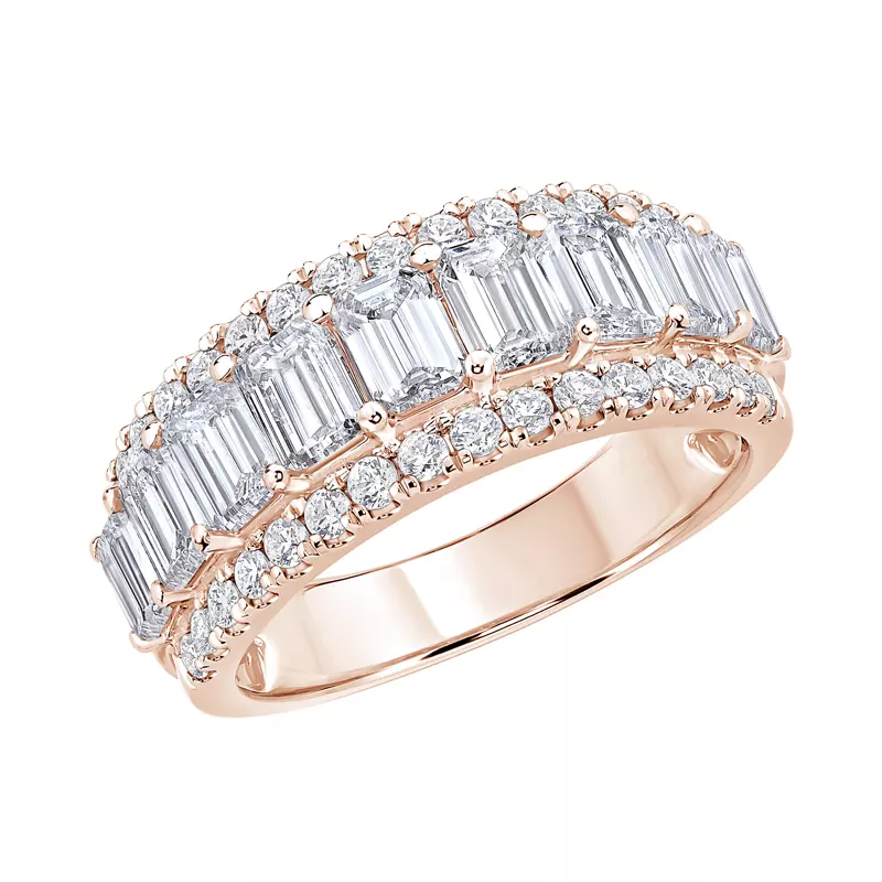 Vivant Emerald-Cut Trio Lab Diamond Band