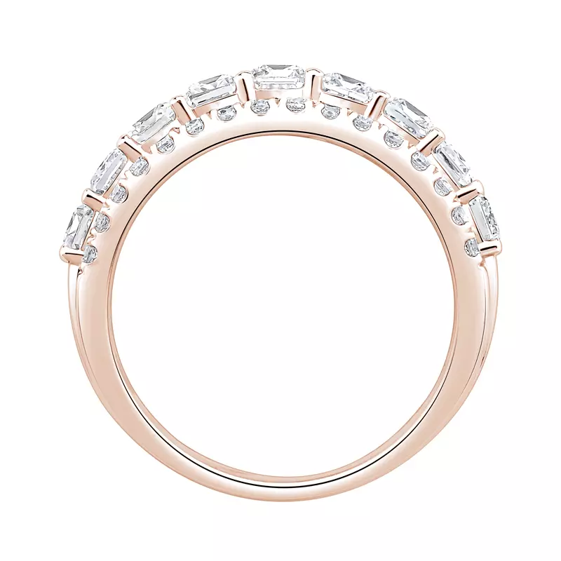 14K Rose Gold Vivant Emerald-Cut Trio Lab Diamond Band
