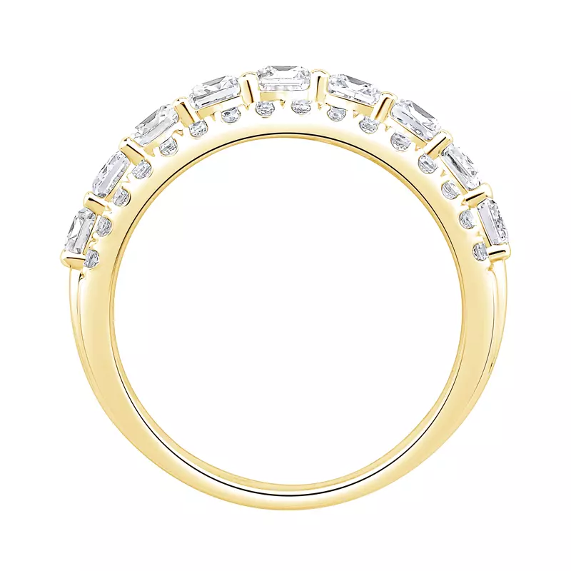 14K Yellow Gold Vivant Emerald-Cut Trio Lab Diamond Band