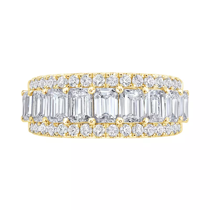 14K Yellow Gold Vivant Emerald-Cut Trio Lab Diamond Band