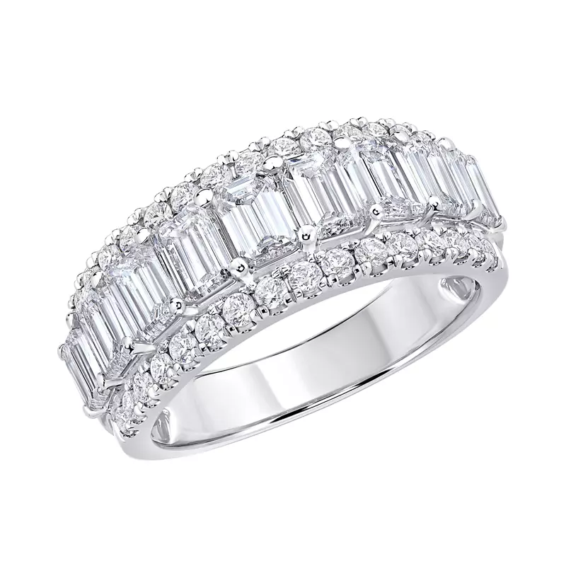 Platinum Vivant Emerald-Cut Trio Lab Diamond Band