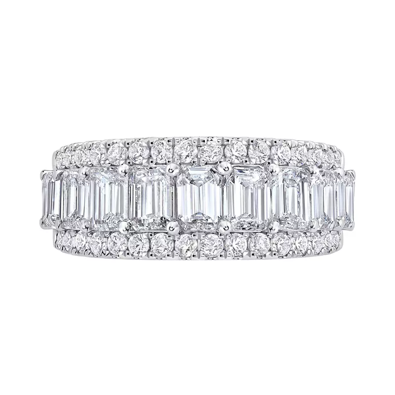 Platinum Vivant Emerald-Cut Trio Lab Diamond Band