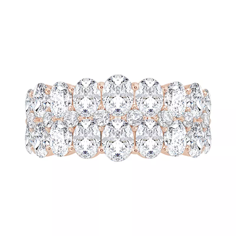14K Rose Gold Mirena Mosaic Oval Lab Diamond Band