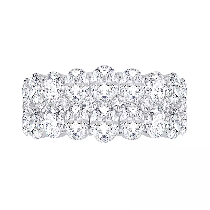 14K White Gold Mirena Mosaic Oval Lab Diamond Band