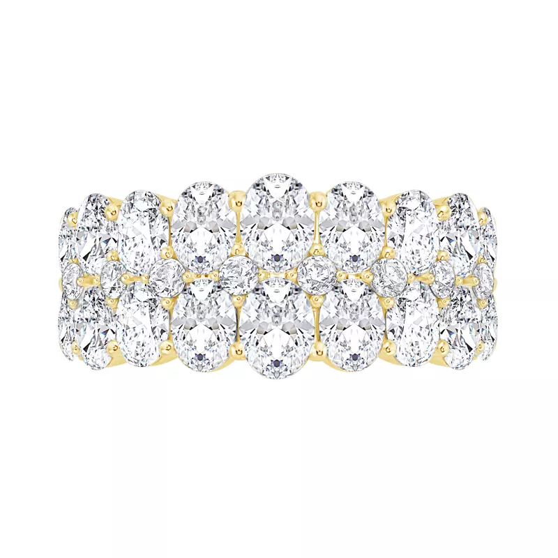 14K Yellow Gold Mirena Mosaic Oval Lab Diamond Band