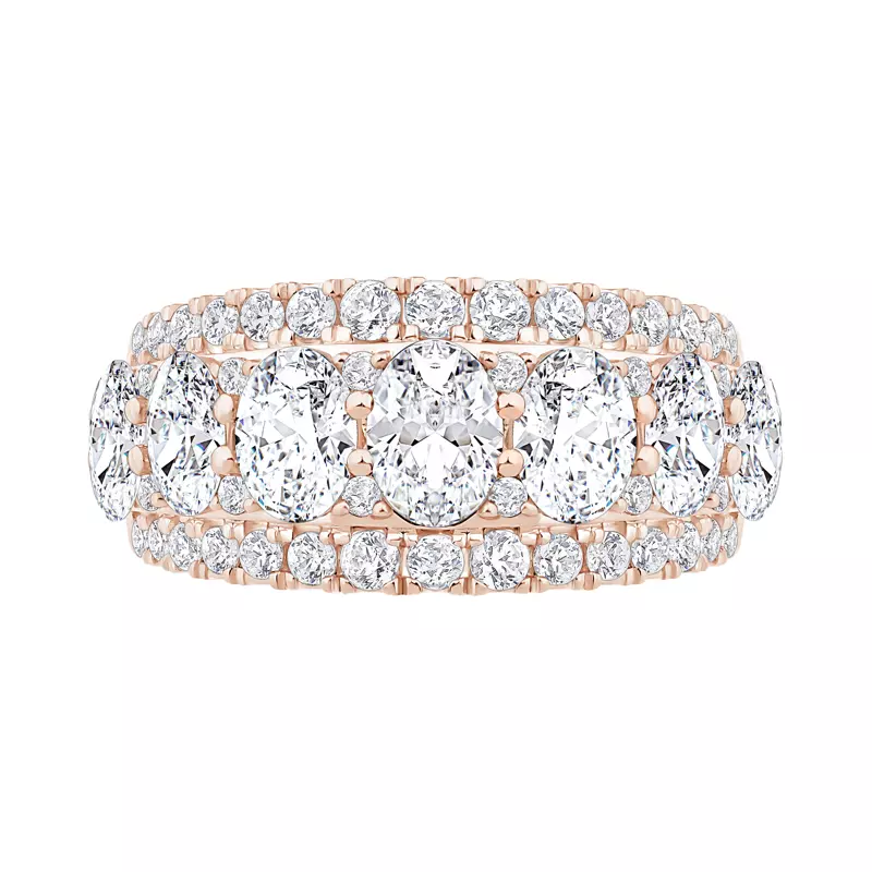 14K Rose Gold Vivant Oval Trio Diamond Lab Band