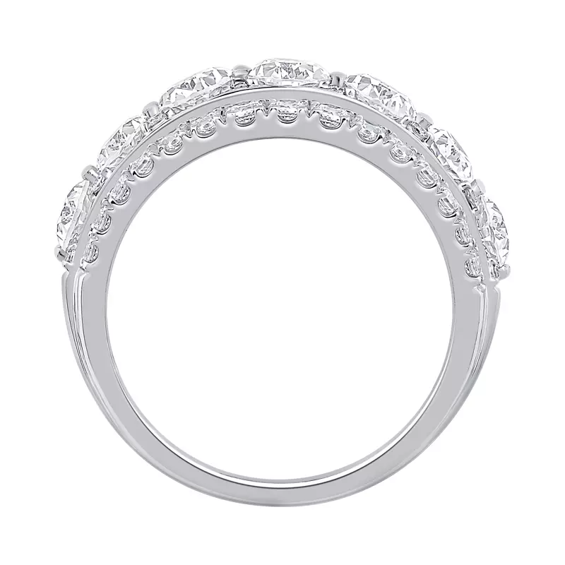 14K White Gold Vivant Oval Trio Diamond Lab Band