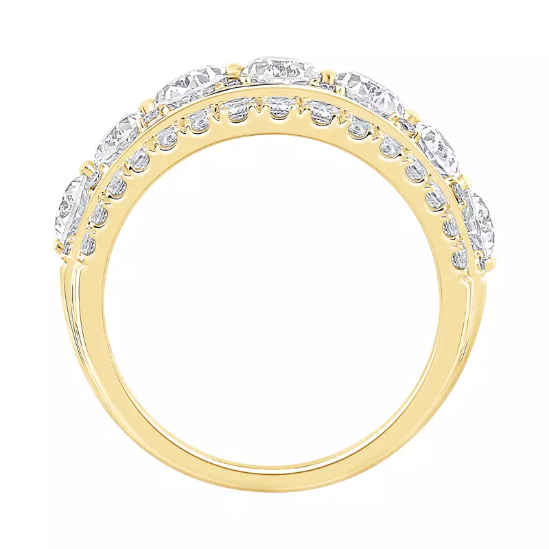 14K Yellow Gold Vivant Oval Trio Diamond Lab Band