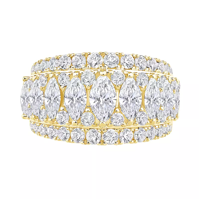 14K Yellow Gold Vivant Marquise Trio Lab Diamond Band