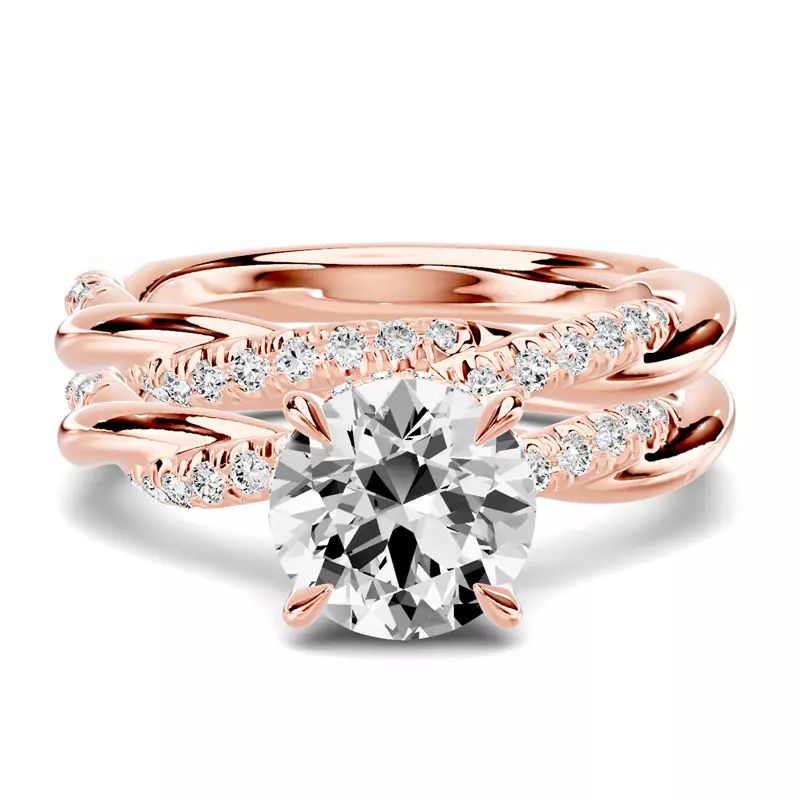 14K Rose Gold Riona Pavé Twist Band