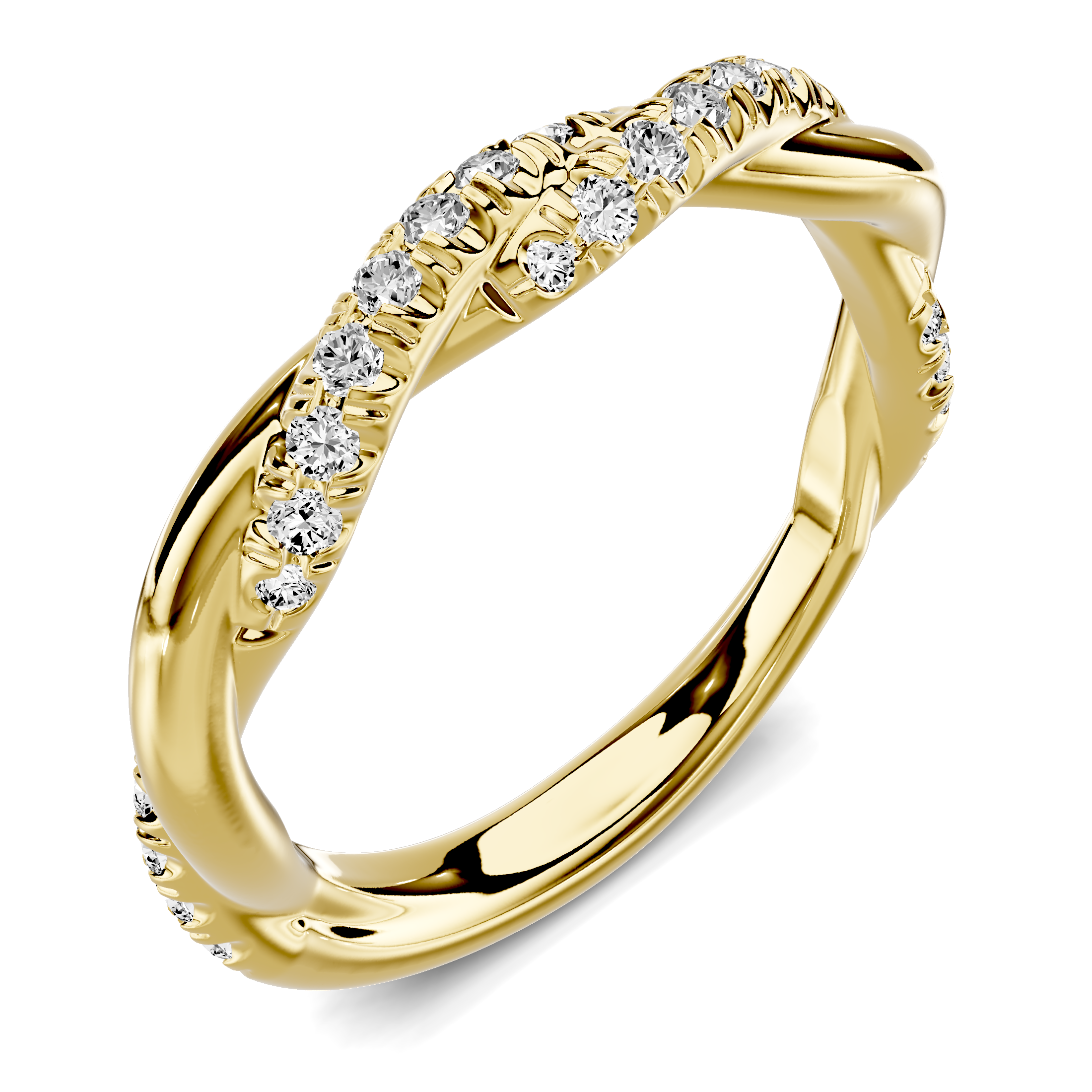 18K Yellow Gold Riona Pavé Twist Band