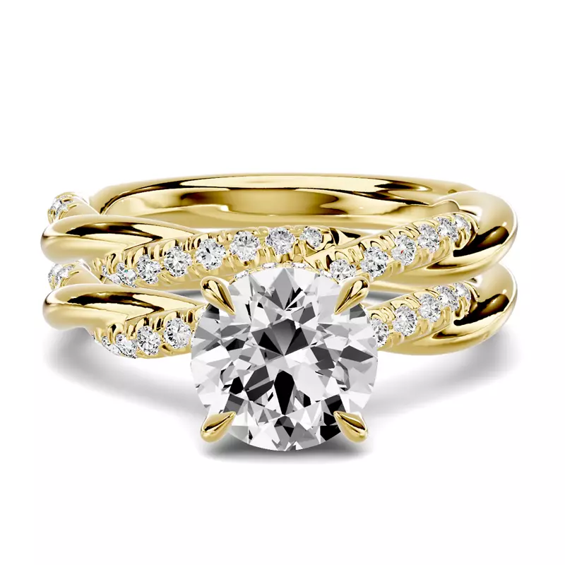18K Yellow Gold Riona Pavé Twist Band