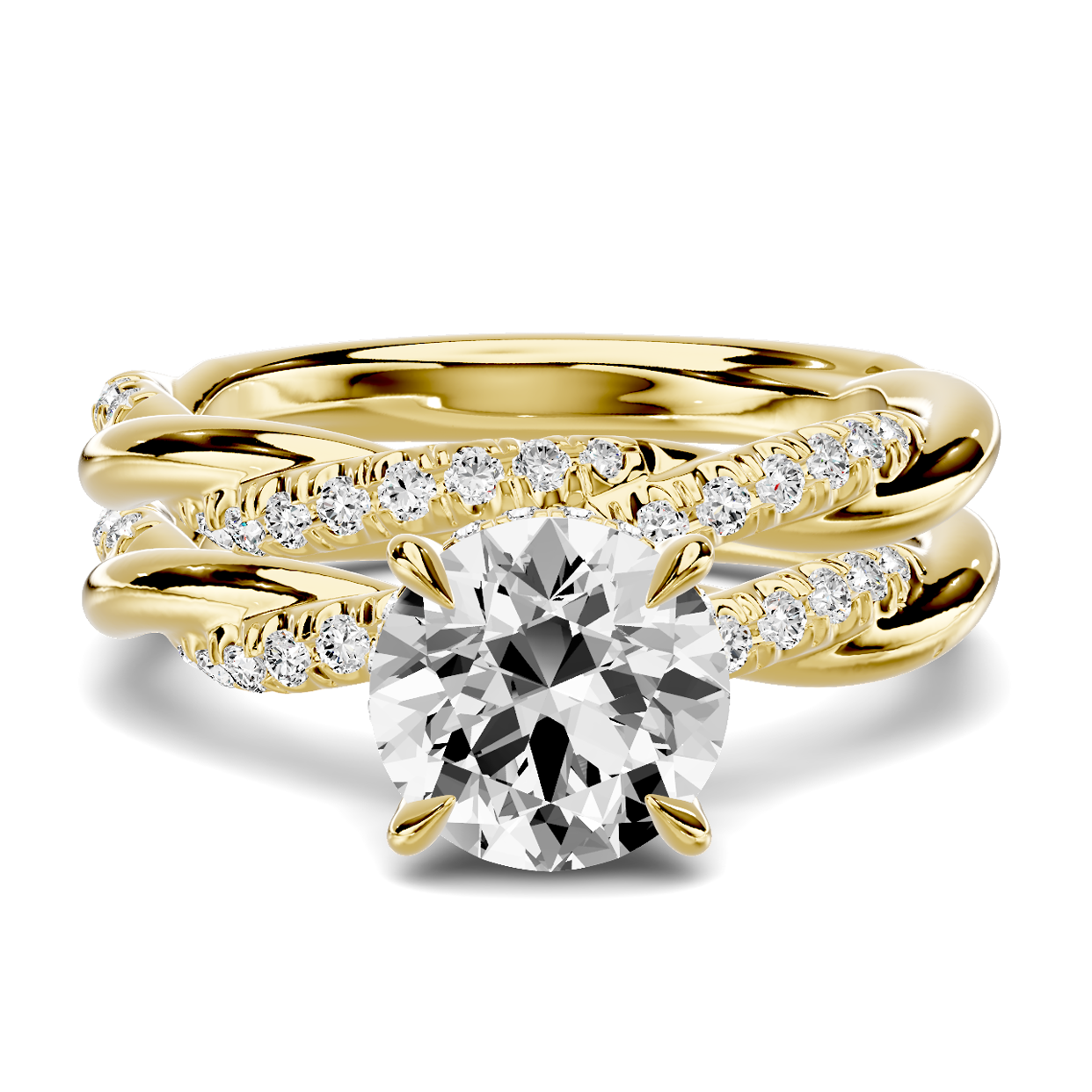 18K Yellow Gold Riona Pavé Twist Band