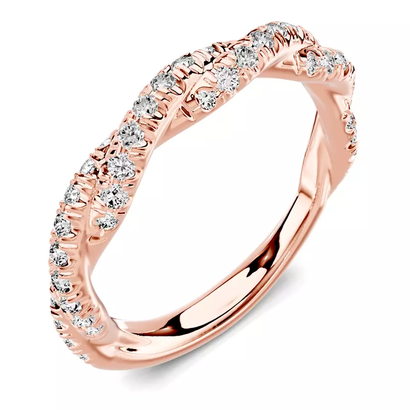 14K Rose Gold Riona Double Pavé Twist Band