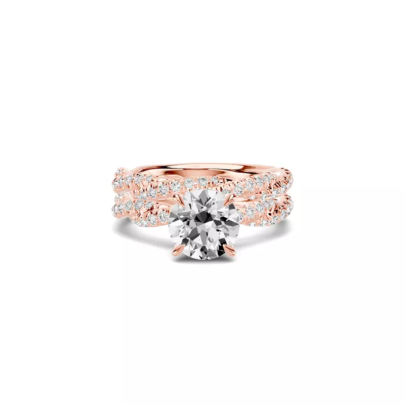 14K Rose Gold Riona Double Pavé Twist Band
