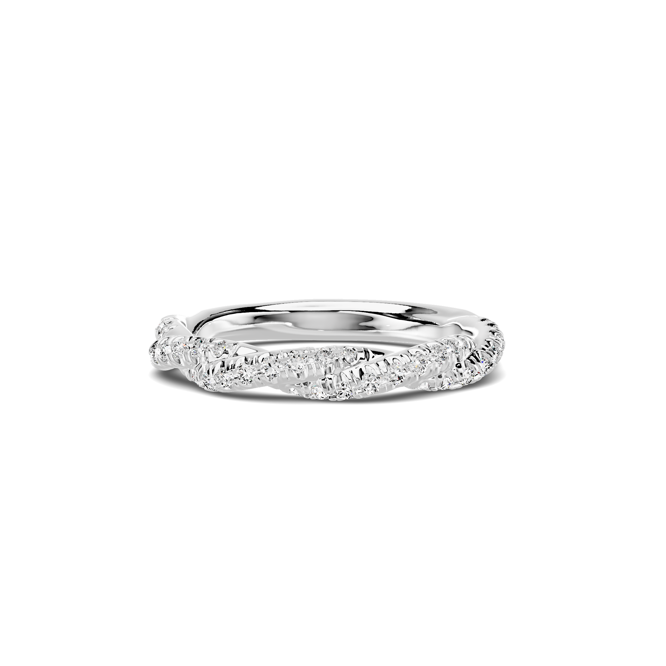 14K White Gold Riona Double Pavé Twist Band