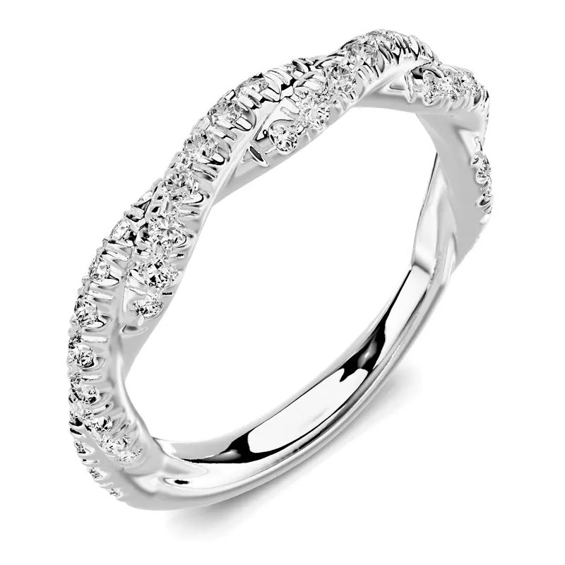 14K White Gold Riona Double Pavé Twist Band