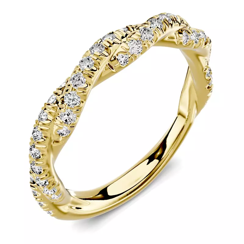 14K Yellow Gold Riona Double Pavé Twist Band