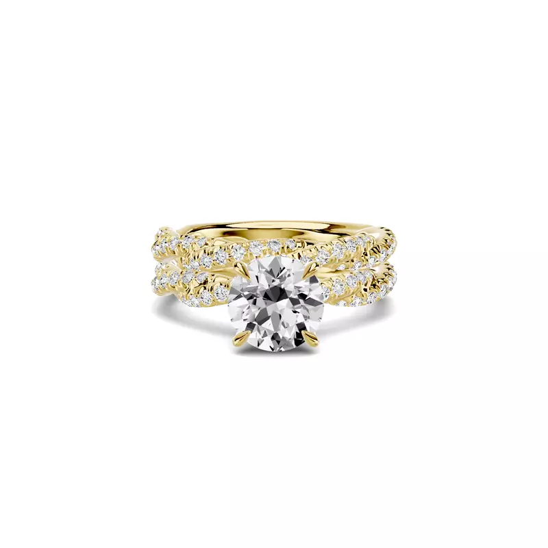 18K Yellow Gold Riona Double Pavé Twist Band