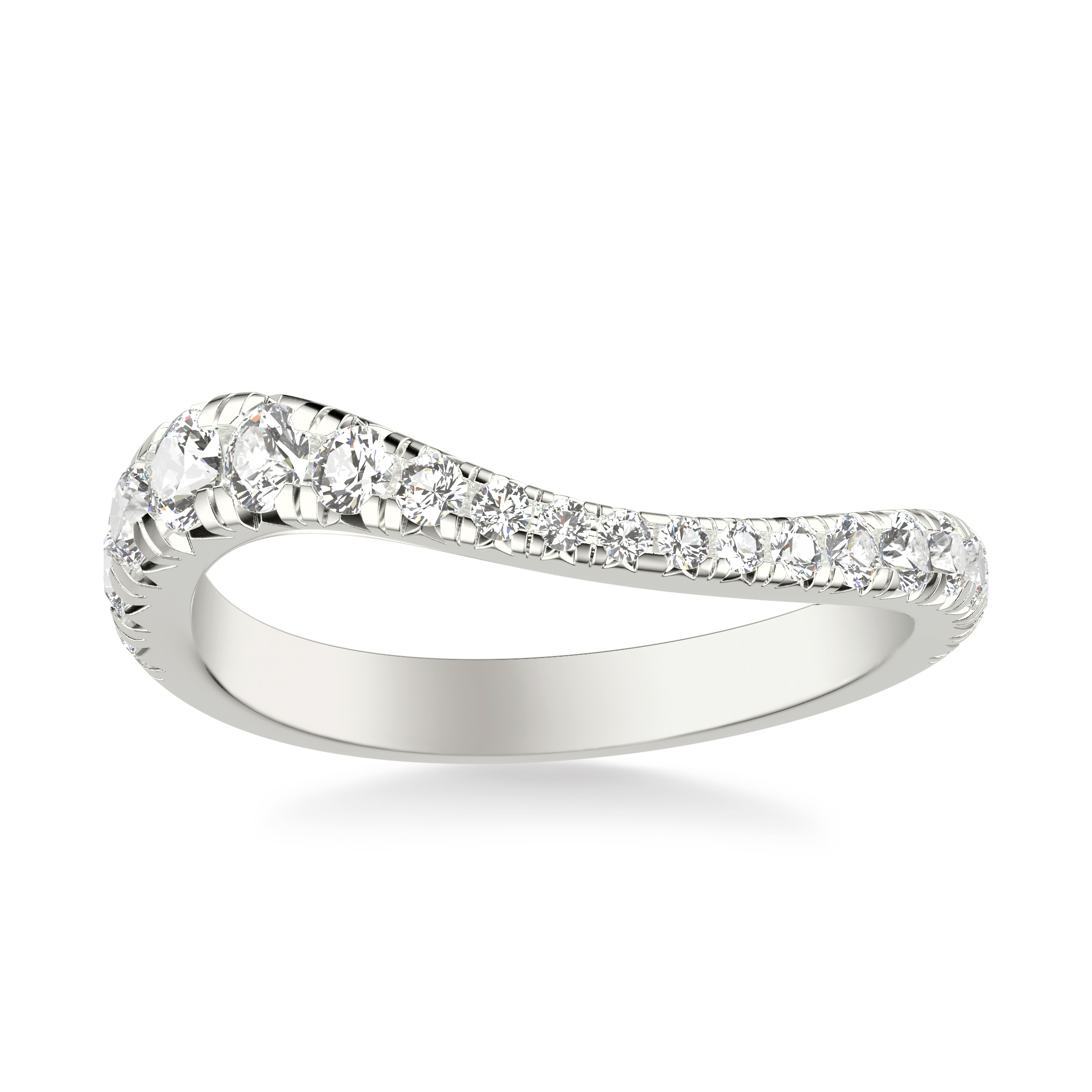 18K White Gold Curvelle Graduated Pavé Band