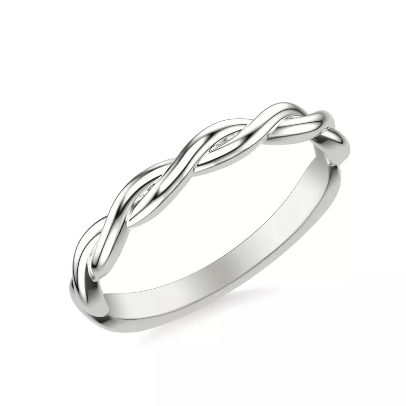 14K White Gold Whitely Twist Wedding Band
