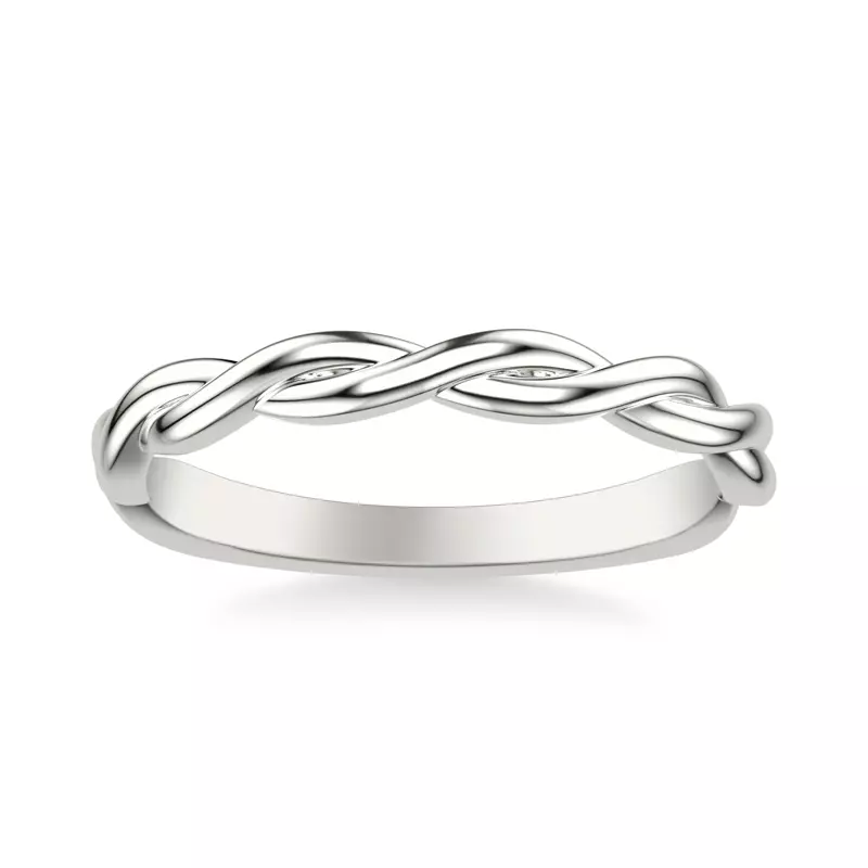 14K White Gold Whitely Twist Wedding Band