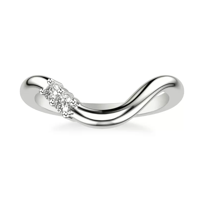18K White Gold Curvelle Asymmetrical Lab Diamond Band