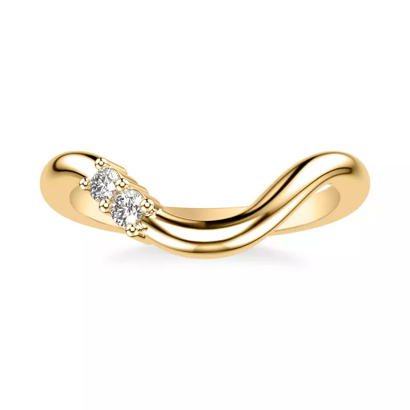 18K Yellow Gold Curvelle Asymmetrical Lab Diamond Band