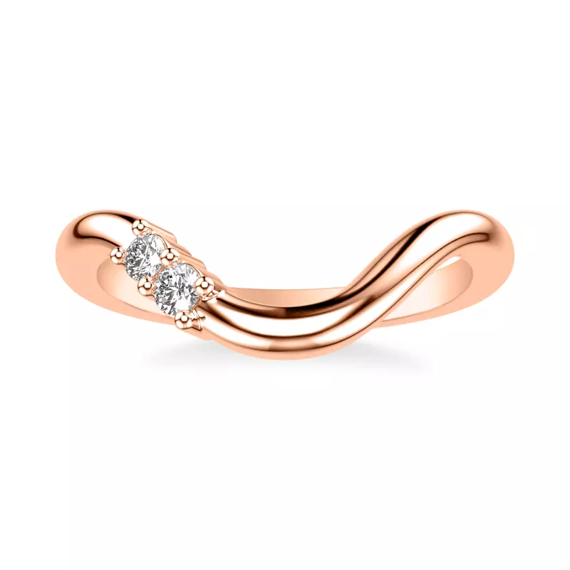 14K Rose Gold Curvelle Asymmetrical Diamond Band