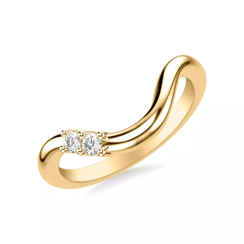14K Yellow Gold Curvelle Asymmetrical Diamond Band