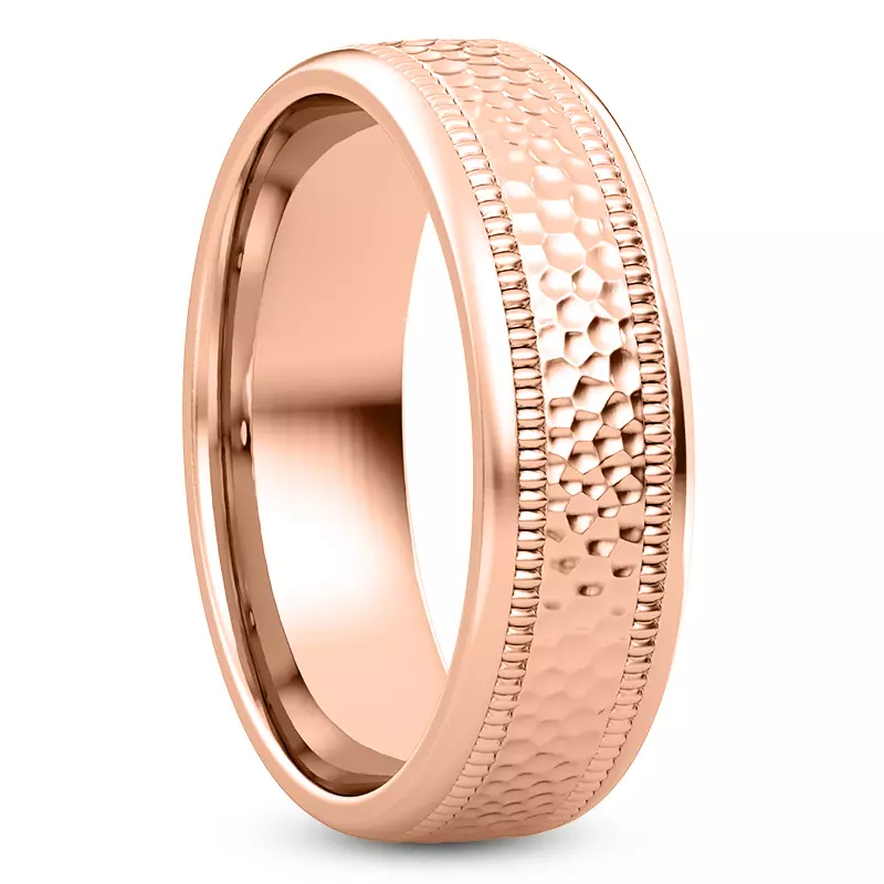 14K Rose Gold Hammered Milgrain Band (6mm)