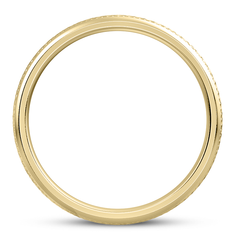 18K Yellow Gold Hammered Milgrain Band (6mm)