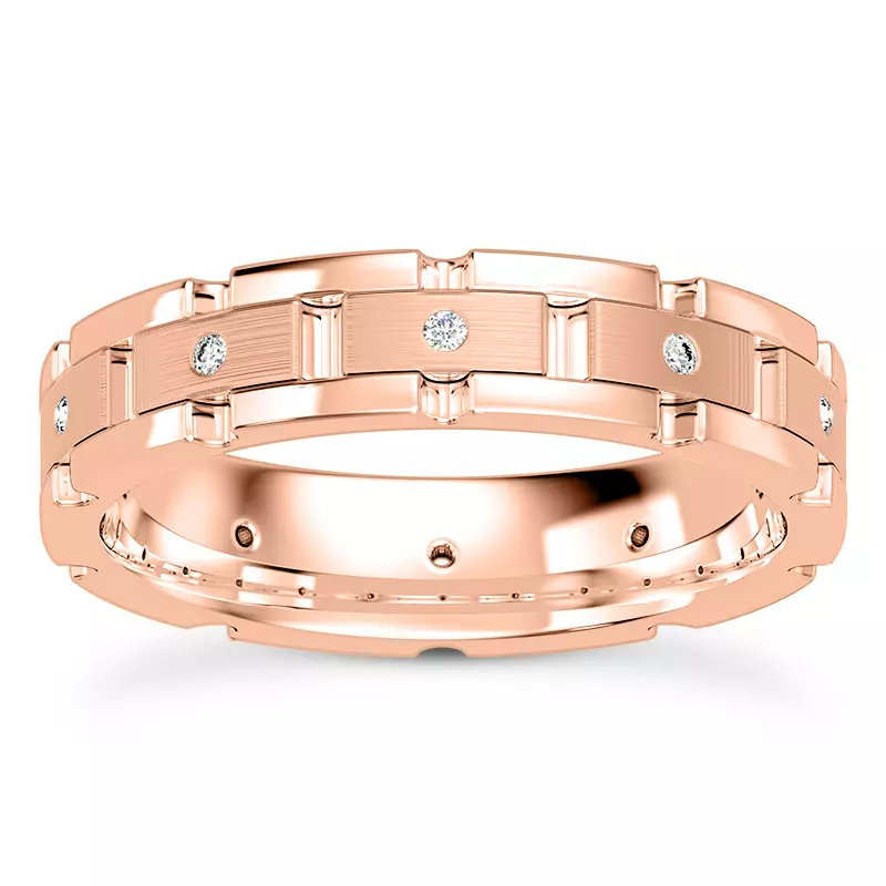 14K Rose Gold Crater Eternity Wedding Band