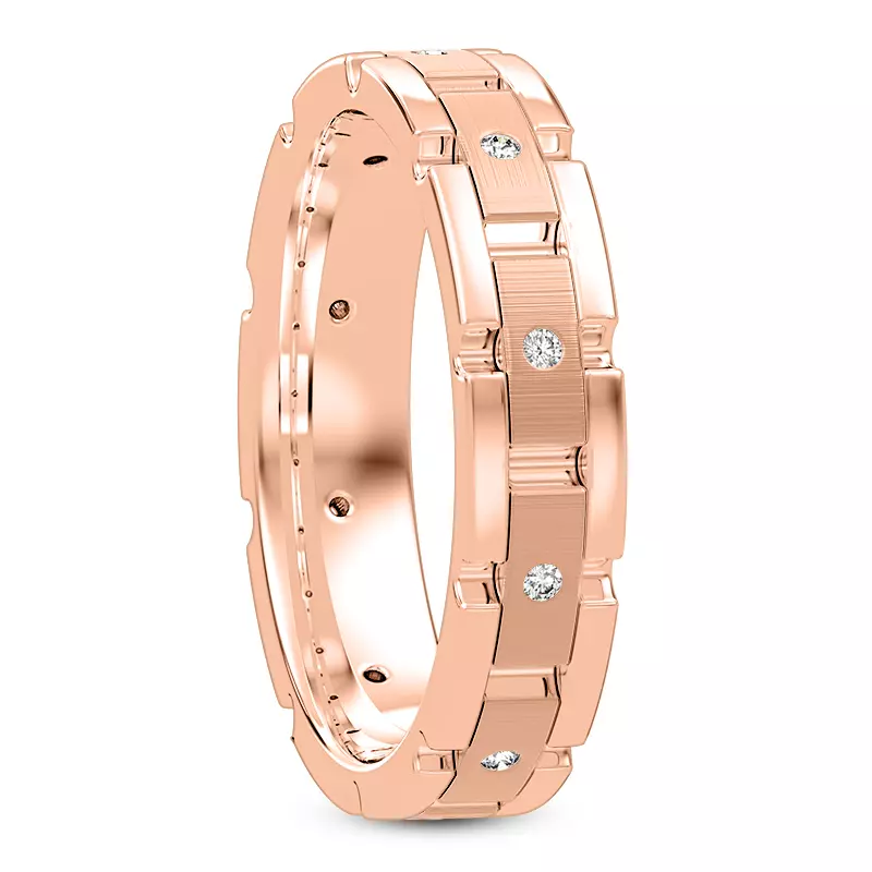14K Rose Gold Crater Eternity Wedding Band