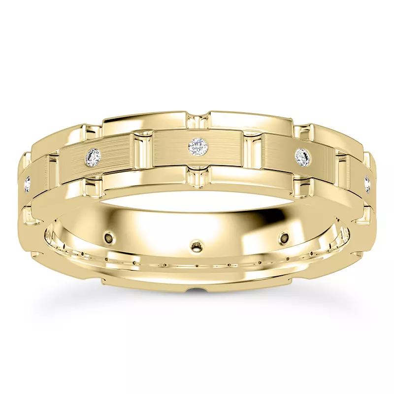 14K Yellow Gold Crater Eternity Wedding Band