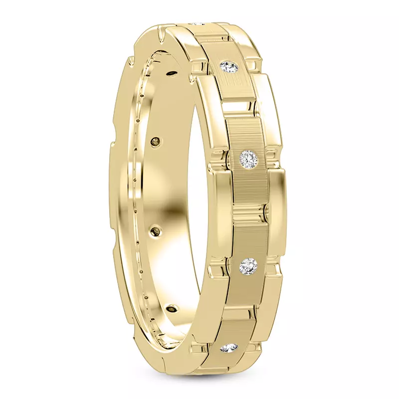14K Yellow Gold Crater Eternity Wedding Band