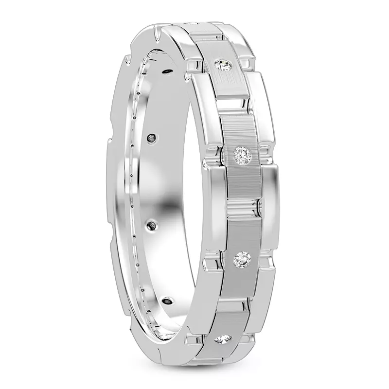 18K White Gold Crater Eternity Wedding Band