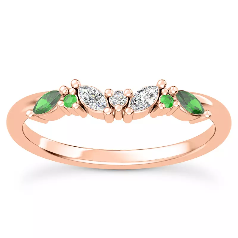 Butterfly and Bee Vine Twist Emerald Band