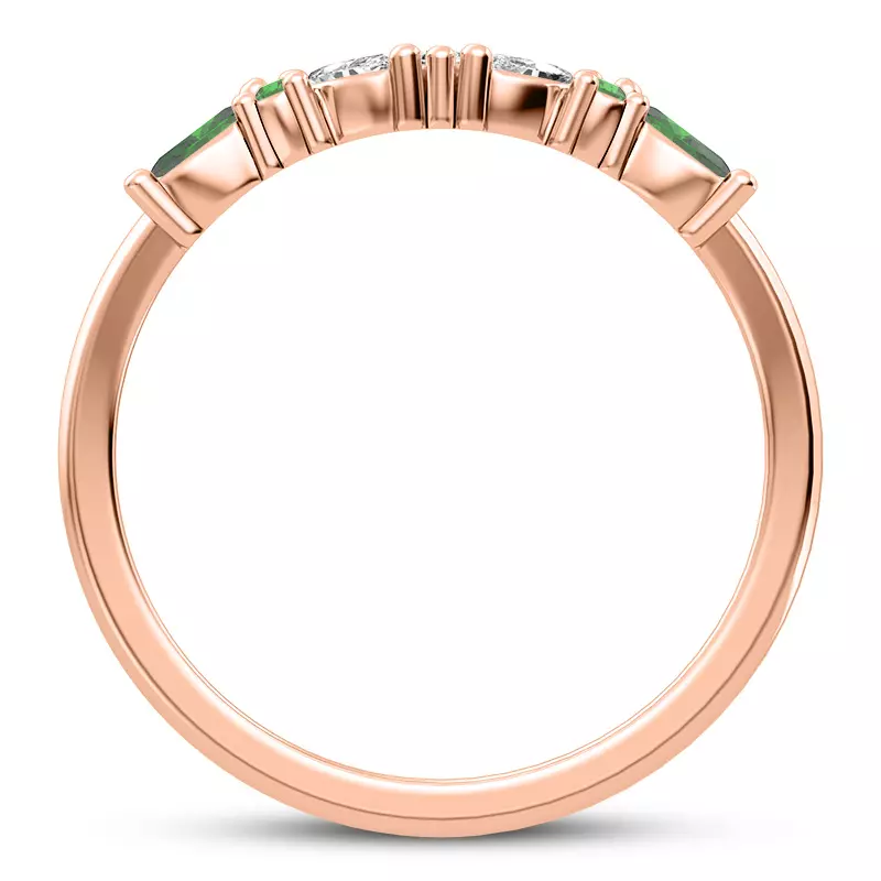 14K Rose Gold Butterfly and Bee Vine Twist Emerald Band